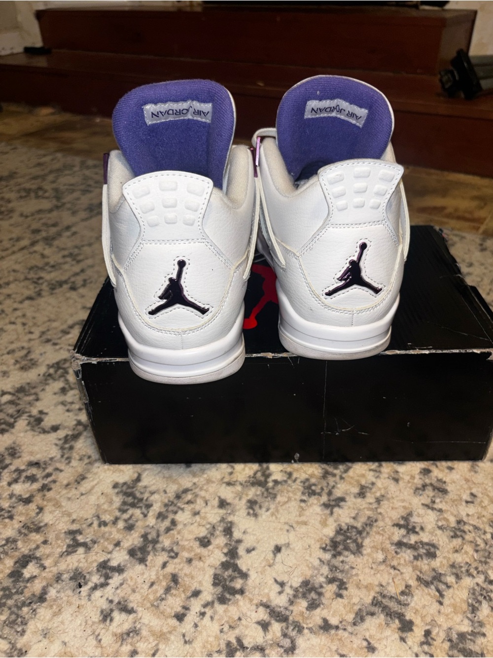 Jordan Retro 4 White with Purple and Red Accents - Picture 4 of 4
